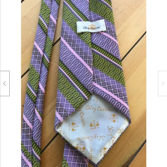 Vintage Oleg Cassini Pink & Lime Green Abstract Pattern 4" wide Necktie 58" - Picture 3 of 3
